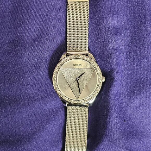 GUESS Silver-Tone Triangle Analog Watch - Picture 1 of 5